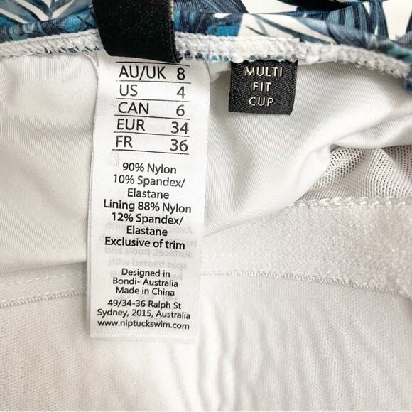 Nip Tuck One Piece Swimsuit Teal Tropical Palm Print Women’s Size 4 Bathing Suit - Picture 7 of 10